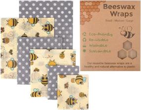 img 3 attached to 🐝 Eco Hive Reusable Beeswax Food Wraps Assorted 6 Pack - Biodegradable, Sustainable Plastic-Free Food Storage Solution to Save the Planet!