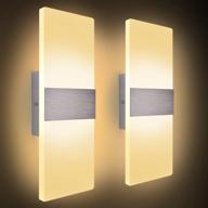 💡 kernorv modern wall sconce - set of 2 12w led wall lamps for bedroom, living room, bathroom & more – warm white acrylic wall lights логотип