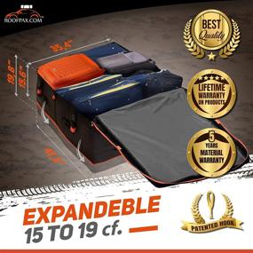 img 1 attached to RoofPax Expandable Rooftop Cargo Bag: Waterproof, 15 to 19 Cubic Feet with Double 🚚 Zippers, Military Grade Quality, Fits All Vehicles with or Without Rack, Includes 6 Door Hooks