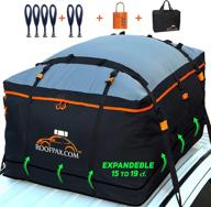 roofpax expandable rooftop cargo bag: waterproof, 15 to 19 cubic feet with double 🚚 zippers, military grade quality, fits all vehicles with or without rack, includes 6 door hooks logo