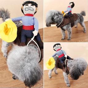 img 2 attached to 🤠 MICOKA Cowboy Rider Dog Costume with Doll and Hat - Perfect Knight Style Outfit for Halloween Day (M)