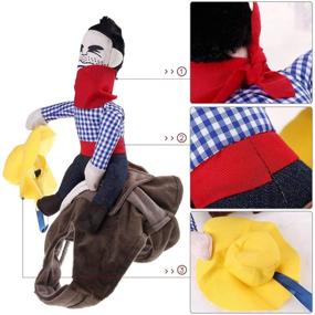 img 3 attached to 🤠 MICOKA Cowboy Rider Dog Costume with Doll and Hat - Perfect Knight Style Outfit for Halloween Day (M)