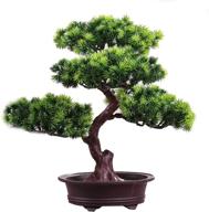 🌲 mayit artificial welcoming pine bonsai tree | diy decorative simulation potted plant | fake tree pot ornaments for home, office, shop | desk display logo