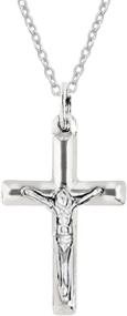 img 4 attached to Sterling Silver Mini Tubular Cross Crucifix Pendant Necklace by Ritastephens