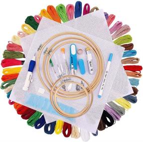 img 4 attached to 🧵 Complete Embroidery Starter Kit with Cross Stitch Threads, Punch Needle Embroidery Hoops, Comprehensive Instructions, and Bonus Circular Packing Bag - Ideal for Adults and Kids Beginners, Including Essential Cross Stitch Tools