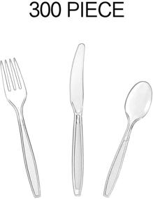 img 3 attached to 🍽️ 300 Combo Box of Clear Heavyweight Plastic Utensils: Forks, Spoons, and Knives - Disposable Cutlery Set