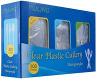 🍽️ 300 combo box of clear heavyweight plastic utensils: forks, spoons, and knives - disposable cutlery set logo