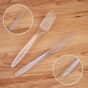 img 1 attached to 🍽️ 300 Combo Box of Clear Heavyweight Plastic Utensils: Forks, Spoons, and Knives - Disposable Cutlery Set