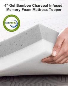 img 1 attached to 🛏️ BedStory Queen Memory Foam Mattress Topper - 4 Inch Gel Infused Bamboo Charcoal Bed Foam Toppers - Premium Thick Mattress Pad for Optimal Ventilation & High-Density Memory Foam