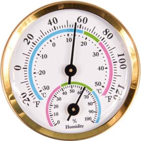 img 4 attached to 🌡️ CHIVENIDO Wireless Indoor Outdoor Thermometer, Mini Hygrometer for Car, Greenhouse, Baby Room, Freezer - Battery-Free Hanging Hygrometer, 2" Diameter (Golden)