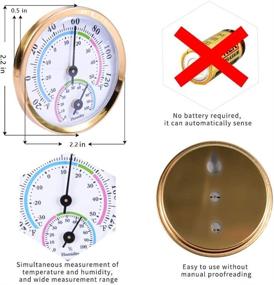 img 2 attached to 🌡️ CHIVENIDO Wireless Indoor Outdoor Thermometer, Mini Hygrometer for Car, Greenhouse, Baby Room, Freezer - Battery-Free Hanging Hygrometer, 2" Diameter (Golden)