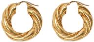 hypoallergenic 14k gold plated huggy hoop earrings for women - chunky twist knot love 5mm thick, sensitive ear-friendly, dainty click top huggie hoops, 23mm size - perfect jewelry gifts for girls logo