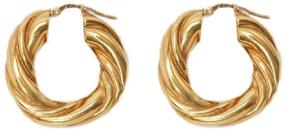 img 4 attached to Hypoallergenic 14K Gold Plated Huggy Hoop Earrings for Women - Chunky Twist Knot Love 5mm Thick, Sensitive Ear-friendly, Dainty Click Top Huggie Hoops, 23mm Size - Perfect Jewelry Gifts for Girls