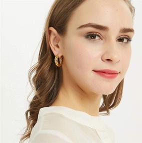 img 1 attached to Hypoallergenic 14K Gold Plated Huggy Hoop Earrings for Women - Chunky Twist Knot Love 5mm Thick, Sensitive Ear-friendly, Dainty Click Top Huggie Hoops, 23mm Size - Perfect Jewelry Gifts for Girls