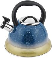 haus roland stainless steel whistling tea kettle 3.7 quart - stove top induction modern teapot (blue, gs-04142-a) logo