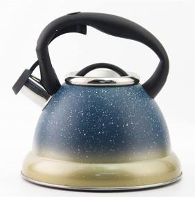 img 3 attached to HAUS ROLAND Stainless Steel Whistling Tea Kettle 3.7 Quart - Stove Top Induction Modern Teapot (Blue, GS-04142-A)