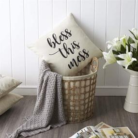 img 3 attached to 🏡 Farmhouse Décor Must-Have: 18" x 18" Pillow Covers with 'Bless This Mess' Quote