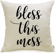 🏡 farmhouse décor must-have: 18" x 18" pillow covers with 'bless this mess' quote логотип