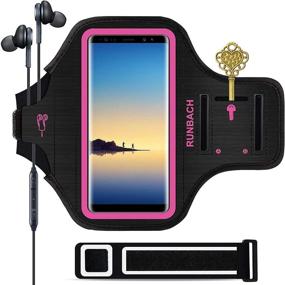 img 4 attached to 🏃 RUNBACH Pink Galaxy Note Armband: Sweatproof Sportband Bag for Samsung Galaxy Note 20/10+/9/8 with Fingerprint Touch/Key Holder, Card Slot - Ideal for Running, Exercise, Gym