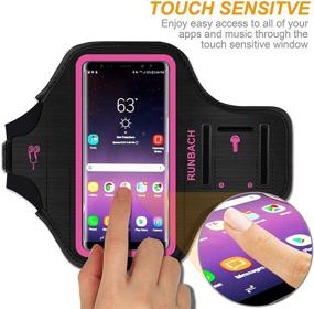 img 2 attached to 🏃 RUNBACH Pink Galaxy Note Armband: Sweatproof Sportband Bag for Samsung Galaxy Note 20/10+/9/8 with Fingerprint Touch/Key Holder, Card Slot - Ideal for Running, Exercise, Gym