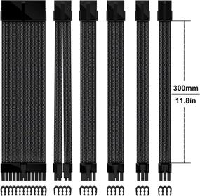 img 3 attached to 🔌 EZDIY-FAB Black PSU Cable Extension Kit - Custom Sleeved Power Supply Extension with 24-Pin, 8-Pin, 6-Pin, and 4+4-Pin Connectors, 16 AWG, Including Cable Combs