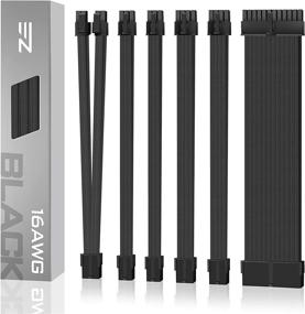 img 4 attached to 🔌 EZDIY-FAB Black PSU Cable Extension Kit - Custom Sleeved Power Supply Extension with 24-Pin, 8-Pin, 6-Pin, and 4+4-Pin Connectors, 16 AWG, Including Cable Combs