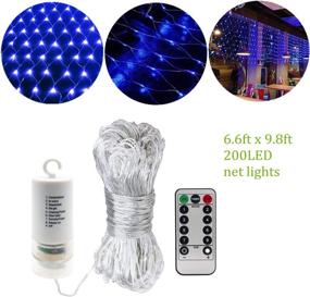 img 3 attached to 🔆 200LEDs Outdoor LED Net Mesh Lights, 9.8ft x 6.6ft Battery Powered Outdoor String Lights with 8 Modes Remote Control - Perfect for Indoor and Outdoor Use