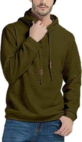 img 2 attached to 👕 Long Sleeve Mens Pullover Hoodie with Square Pattern - Casual Sweatshirt with Hooded Design