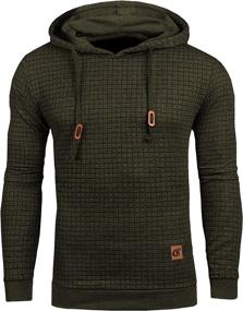 img 4 attached to 👕 Long Sleeve Mens Pullover Hoodie with Square Pattern - Casual Sweatshirt with Hooded Design