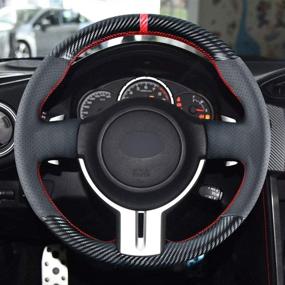 img 1 attached to 🚗 Улучшите свой опыт вождения с накладкой на руль Carkooler DIY Stitching Carbon Fiber для Toyota 86 / Scion FR-S 2013-2016 / Subaru BRZ 2013-2016: 15 дюймов стильного карбонового волокна + кожа