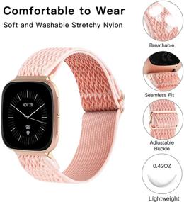 img 3 attached to 🌈 YOSWAN Adjustable Nylon Bands for Fitbit Versa/Versa 2/Versa Lite/Versa SE – Scrunchies Stretchy Sport Strap Wristband for Women and Men, Compatible with Fitbit Versa Smart Watch