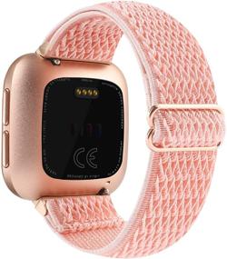 img 4 attached to 🌈 YOSWAN Adjustable Nylon Bands for Fitbit Versa/Versa 2/Versa Lite/Versa SE – Scrunchies Stretchy Sport Strap Wristband for Women and Men, Compatible with Fitbit Versa Smart Watch