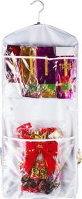 img 3 attached to Elf Stor Paper Storage Organizer - Dual-Sided Hanging Wrap Station with Compartments for 30” Rolls, Ribbon, Bows, Gift Bags & More, (L) 16.1” x (W) 4” x (H) 37.4”, Clear & White