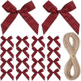 img 4 attached to 40 Pieces Gingham Craft Ribbon Bows - Plaid Ribbon Bows Mini Checkered Ribbon Bows for DIY Christmas Decorations with 66 Feet Rope - Christmas Hair Accessories Making - 3.5 x 1.5 Inch - Black and Red