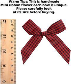 img 2 attached to 40 Pieces Gingham Craft Ribbon Bows - Plaid Ribbon Bows Mini Checkered Ribbon Bows for DIY Christmas Decorations with 66 Feet Rope - Christmas Hair Accessories Making - 3.5 x 1.5 Inch - Black and Red