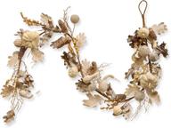 🍂 national tree company 6 ft artificial autumn garland - white, made with pumpkins, gourds, maple leaves, pinecones, berry clusters - autumn collection logo