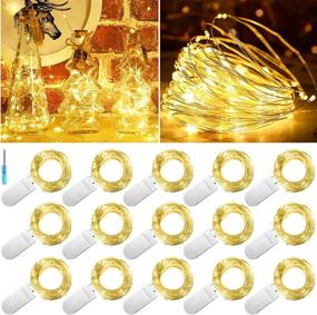 img 4 attached to ✨ Starry Fairy String Lights - 15 Pack 20 LED 7.2FT Silver Color Wire Lights for Wedding and Christmas Decorations - Battery Powered Firefly Lights