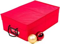 🎄 ultimate christmas ornament storage solution: [christmas ornament storage box with dividers] - holds 48 ornaments up to 3 inches, acid-free trays, separators, 2 removable trays - red логотип