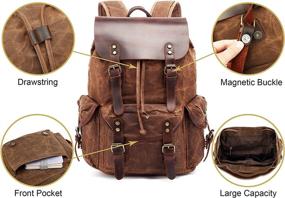 img 2 attached to HuaChen Canvas Leather Backpack For Men Women
