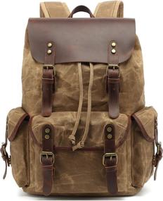 img 4 attached to HuaChen Canvas Leather Backpack For Men Women