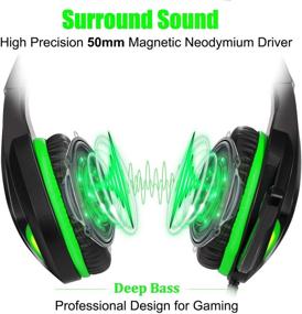 img 3 attached to Stynice Gaming Headset with Microphone - Over Ear Green Gaming Headphones with Noise Cancelling Microphone and LED Light for PC PS5 PS4 Xbox One Laptop Computer - Stereo Headphones (Green)