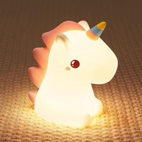 img 4 attached to 🦄 Mubarek Unicorns Gifts for Girls: Color Changing Unicorn Night Light for Kids Bedroom - Rechargeable Squishy Silicone Nursery Lamp