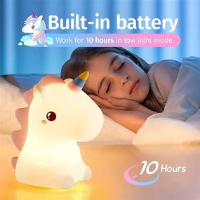 img 2 attached to 🦄 Mubarek Unicorns Gifts for Girls: Color Changing Unicorn Night Light for Kids Bedroom - Rechargeable Squishy Silicone Nursery Lamp