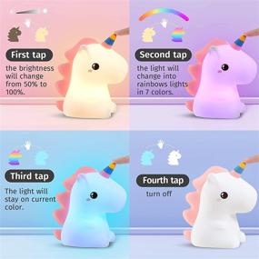 img 1 attached to 🦄 Mubarek Unicorns Gifts for Girls: Color Changing Unicorn Night Light for Kids Bedroom - Rechargeable Squishy Silicone Nursery Lamp