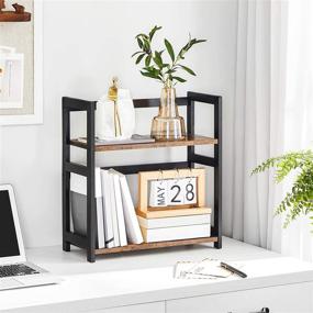 img 1 attached to 🌶️ SONGMICS 2-Tier Spice Rack and Desktop Organizer - Rustic Brown & Black UOFS046B01