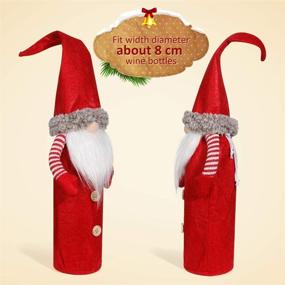 img 2 attached to D-FantiX Christmas Gnomes Wine Bottle Covers - Handmade Swedish Tomte Gnomes Toppers with Drawstring Style - Festive Santa Claus Bottle Bags for Holiday Home Decorations and Gifting (Pack of 3)