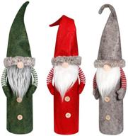 d-fantix christmas gnomes wine bottle covers - handmade swedish tomte gnomes toppers with drawstring style - festive santa claus bottle bags for holiday home decorations and gifting (pack of 3) logo