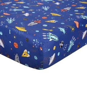 img 4 attached to 🚀 UOMNY Blue Space Crib Sheet for Boys - Fitted Toddler Sheet for Standard Crib and Toddler Mattresses - Nursery Bedding Sheet for Boys - 1 Pack Spaceship Toddle Sheet in Blue