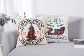 img 1 attached to 🎄 Ywlake Christmas Pillow Cover 18x18 Set of 4 - Stylish Decorative Buffalo Check Plaid Xmas Merry Christmas Pillow Shams for Outdoor Farmhouse Sofa Couch