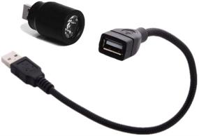 img 4 attached to Пластиковая USB LED Лампа с креплением для фонарика, экстренного освещения, белого цвета, с гибким USB удлинительным кабелем для ПК, ноутбука, портативного зарядного устройства, универсальное применение (черный)